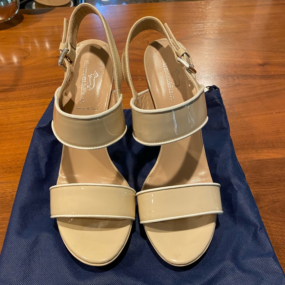 Fun strappy high heels purchased in Italy.  Rarely worn, just too high for me.
